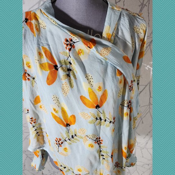 Patrons of Peace Blue Floral Printed Open Front Cardigan - Picture 2 of 5